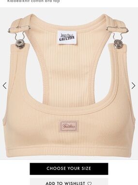Jean Paul Gaultier Beige Ribbed Cotton Racerback Bra Top